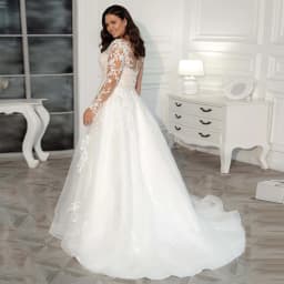 Lace Wedding Dresses Plus Size Customized Elegant Big Women's Long Sleeves Scoop A Line Tulle Bridal Gowns Vestido De Noiva