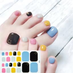 22Tips/Sheet Nail Sticker Adhesive Toenail Art Polish Tips French Glitter Sequins Nail Wraps Strips Easy Toenail Sticker