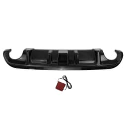 Rear Diffuser Bumper Lip For Infiniti Q50 2014 2015 2016 2017 Carbon Fiber Look/Gloss Black Boot Spoiler Kit With LED Brake Lamp