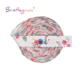 BRISTLEGRASS 2 5 10 Yard 5/8" 15mm Rainbow Rose Flower Floral Print Fold Over Elastic FOE Spandex Band Tape Hair Tie Sewing Trim