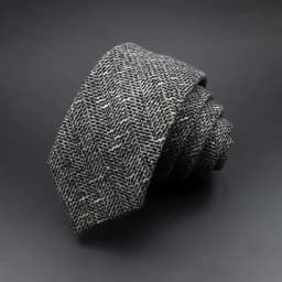 Classic Brown Grey Plaid Striped Wool Necktie Narrow Collar Slim Cashmere Tie For Man Suit Party Casual Accessory Cravat Gift