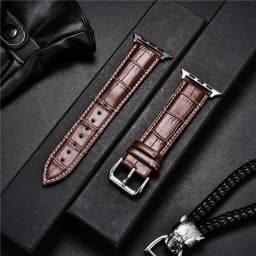 Genuine Cowhide Watchband for Apple Watch Ultra 8 7 6 SE 5 4 3 2 1 Bamboo Patterns Leather Strap 49/45/44/42mm 41/40/38mm