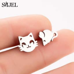 Multiple Black Stainless Steel Stud Earrings for Women Men Simple Volleyball Music Leaf Star Geometric Earings Jewelry Punk Gift