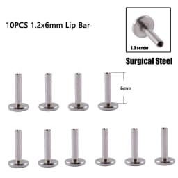 10PCS Surgical Steel Internally Threaded Lip Bar 16G Zircon Top Component For Labret Prong Zircon Ear Tragus Helix Ear Piercing