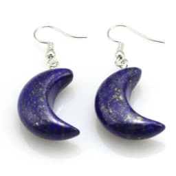Natural Crystal Stone Crescent Moon Pendant Healing Crystals Quartz Reiki Labradorite Earrings Pendant Necklace For Women Girls