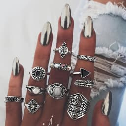 Trendy Geometric Moon Knuckle Finger Rings Set For Women 2021 Bohemian Crystal stone Female Ring Wedding Jewelry