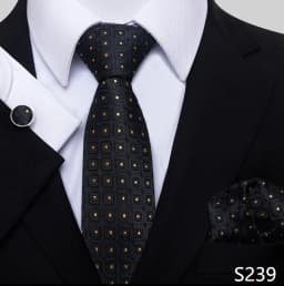 Newest Style Holiday Present 100% Silk Tie Pocket Squares Cufflink Set Necktie Men Dark Blue Wedding Accessories Office Cravat