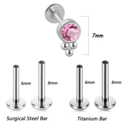1PC G23 Titanium&Steel 16G CZ Gem Triangle Labret Lip Ring Crystal Cluster Ear Cartilage Tragus Helix Piercing Screw Fit Top 16g
