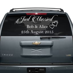 Just Married Car Window Wall Sticker Personalized Custom Wedding Date Groom Bride Names Decal Removable Vinyl Decor Decals Y130