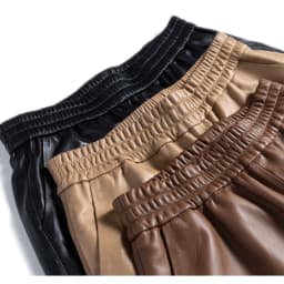 Capable Fashionable Stylish 100% Leather Five-Point Pants For Women Femme Elastic Waist Wide Leg Bermuda Shorts With Pocket
