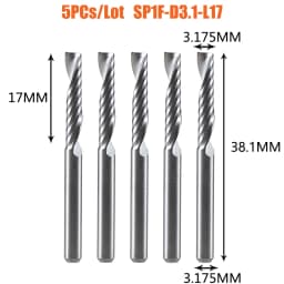 Dreanique 5pc/lot Single Flute Spiral End Mill CNC 3D Advertisement Engraving 1 Flute Bit for wood Acrylic Aluminum Plastics Cut
