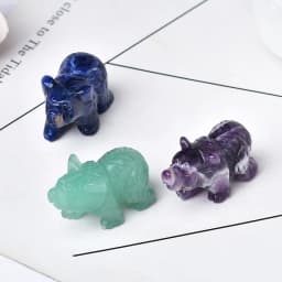 1PC Natural Crystal Bear Figurine Animals Stone Reiki Polished Crafts Small Decoration Home Decor Christmas Present Souvenir