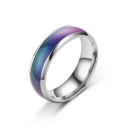 Stainless Steel Ring for Men Women Changing Color Mood Ring Temperature Sensitive Glazed Seven-Color Ring Couple Jewelry