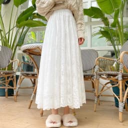 Long Maxi Skirts For Women Spring Summer Korean Cute Princess Style Elastic High Waisted A-Line Floral Lace Skirt White Black