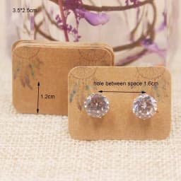100pcs Cute Solid Color Earring Paper Package Card DIY Small Stud Earring Card White Kraft Pink Jewelry Display Card