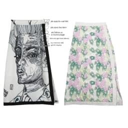 gestring Women Skirt Long Split Print Character High Waist Skirts Color Matching Vintage All Macth Spring Summer Skirts 2021