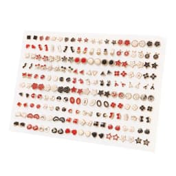 100/36Pair Colorful Fruit Flower Heart Star Crystal Stud Earrings Set Women Girls Small Plastic Geometric Crown Earrings Jewelry