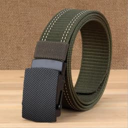 3.8cm outdoor nylon belt, black alloy automatic buckle, all-match striped men's belt, sports breathable