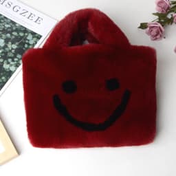 Cute Smiley Face Women Plush Shoulder Bag Soft Faux Fur Ladies Chain Messenger Bags Fashion Female Small Purse Handbags Bolsas가방