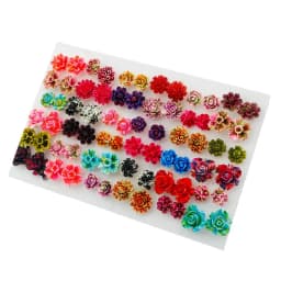 100/36Pair Colorful Fruit Flower Heart Star Crystal Stud Earrings Set Women Girls Small Plastic Geometric Crown Earrings Jewelry