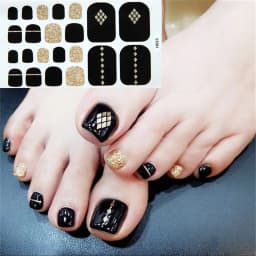 22Tips/Sheet Nail Sticker Adhesive Toenail Art Polish Tips French Glitter Sequins Nail Wraps Strips Easy Toenail Sticker