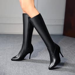 Oversized Pointed-Toe Boots Wineglass Heel Stiletto Knee-Length Boots 2020 Autumn Winter New Side Zipper Super High Heel PU Boot