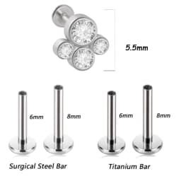 1PC G23 Titanium&Steel 16G CZ Gem Triangle Labret Lip Ring Crystal Cluster Ear Cartilage Tragus Helix Piercing Screw Fit Top 16g