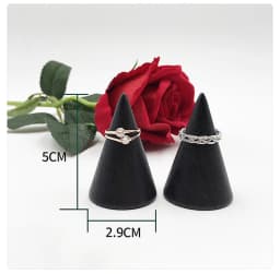 Vintage Black Wooden Ring Holder Display Cone Rack Solid Wood Finger Trinket Stand Storage Organizer Jewelry Ring Stack Showcase