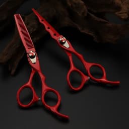 Professional Japan steel 6 '' 7 colors Flame gem hair scissors set cutting barber haircut thinning shears hairdressing scissors