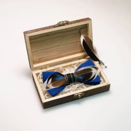 EASTEPIC Handmade Feather Bow Tie Brooch Wooden Box Set Men's Exquisite Accessories for Wedding Party Birthday Gift Necktie
