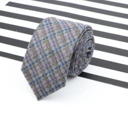 Men's Business Diamond Check Tie Artificial Wool Cotton Dark Color Tie Striped Black Grey Necktie For Daily Accessory Paty Gift