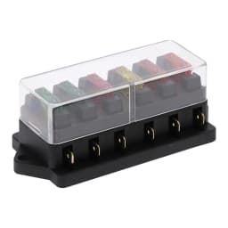 Circuit Standard 6 Way ATO Blade Fuse Box Plastic Cover DC12V 24V Car Fuse Block Holder with 6Pcs 3A-30A Fuses and Clip for Auto