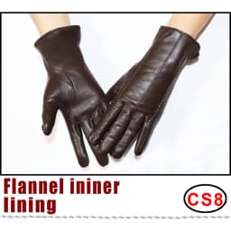 Leather gloves women's sheepskin flannel lining winter warmth high-grade black touch screen color leather gloves driving new