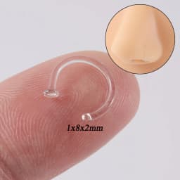 1PC Glass Nose Stud Transparent Glass Straight Nose Ring Retainer Holder Nose Hoop Ring Body Piercing Jewelry