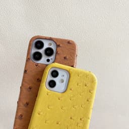 Luxury Ostrich Pattern Phone Case For iPhone Air 17 Pro 16 15 14 13 12 11 17Pro Max PU Leather Hard Shockproof Cover