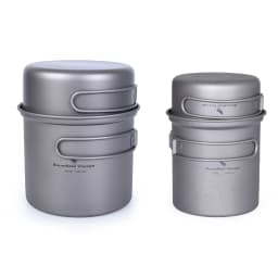 Boundless Voyage Outdoor Titanium Camping Pot Pan Set with Folding Handle Picnic Hiking Mini Size Cookware Mess Kit Ti2037-39C