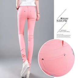 Women Color Pants Super Comfy Stretch Pull-On Classic Skinny Pants Ease Into Comfort Stretch Slim Pencil Trousers with Pocket