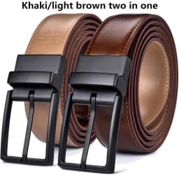 1Pcs Men's Leather Reversible Belt - Classic & Fashion Designs Two in One Belts With Rotated Buckle Ceinture Size 75-160cm
