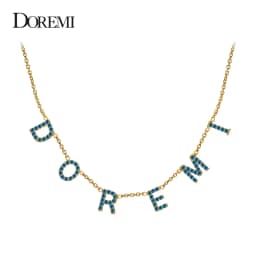 DOREMI 9mm 5color Personalized Custom CZ Stone Crystal Name Necklace for Woemn Choker chain Letter Necklaces Custom Jewelry Gift
