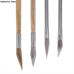 1Pcs Agate Burnisher Polishing Knife Edge With Bamboo Handle Jewelry Making Tools