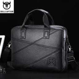 BULLCAPTAIN Men's Leather Briefcase With Large Capacity Multifunctional Handbag Business Bag For Computer Men's Satchel Bag