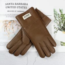 Women's Thickened Winter Sheepskin Fur Gloves Windproof Warm Outdoor Motorcycle Riding Color Leather Finger Gloves