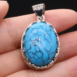 Natural Stone Pendant Egg-Shaped Lace Pendant Rose Quartz/Malachite/Lapis Lazuli/Agates For Jewelry Making DIY Necklace Earrings
