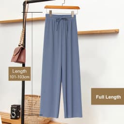 Slacks Women's Loose Summer Pants Soft Ice Silk Ankle-Length Black Wide Leg Pants Grey Khaki Women High Waisted Trousers