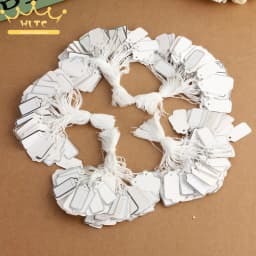 500 Pcs Jewelry Strung Pricing Price Tags with String Silver Merchandise Cloth Label Price Label