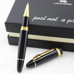 Jinhao 159 Luxury Yellow and Silver Clip Ballpoint Pen with Velvet Bag Free Shipping Rollerball Pens