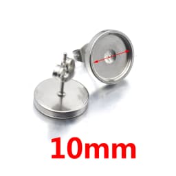 20pcs 6 8 10 12mm Stainless Steel Flat Stud Earring Setting Blank Earring Base Resin Cabochon Tray Diy Jewelry Making Wholesale