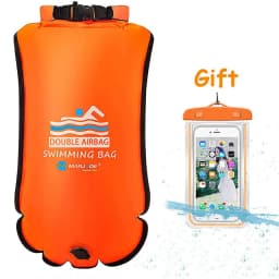 20L Waterproof Inflatable Swimming Dry Bag With Phone Pouch Open Buoy Tow Float Double Air Bags With Waist Belt Water Sport