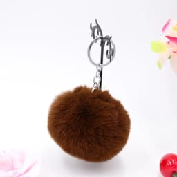 8CM Fluffy Rabbit Fur Ball Key Chain Cute Candy colors Pompom Artificial Rabbit Fur Keychain Women Car Bag Key Ring