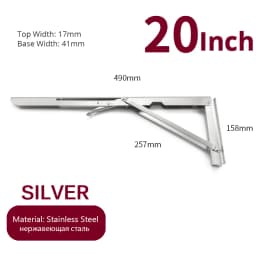 NAIERDI 2PCS 8-20inch Stainless Steel Folding Angle Bracket White Black Iron Triangle Wall Mount Bracket For Shelf Bench Table